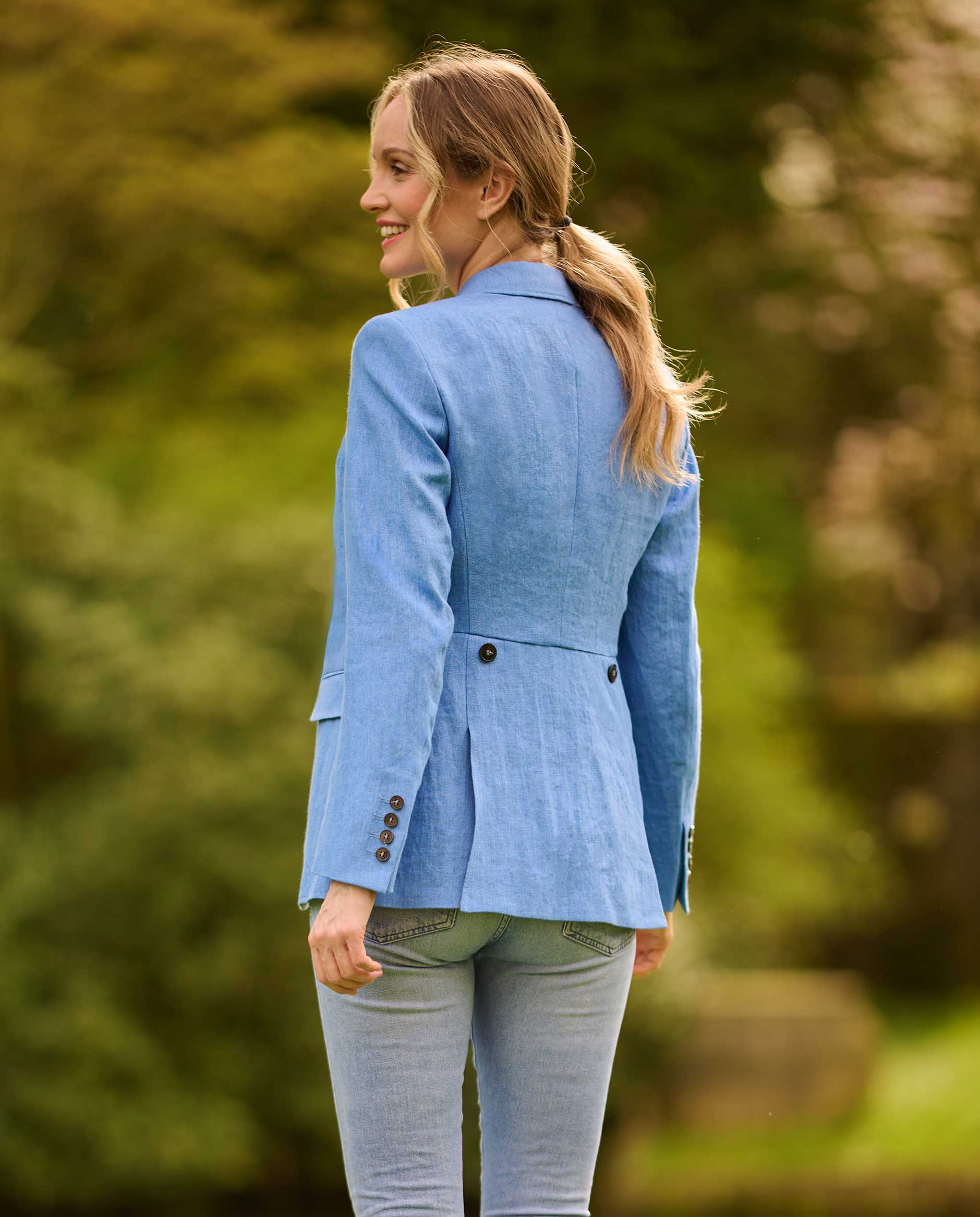 Elegant women's linen blazer "Carola" in royal blue