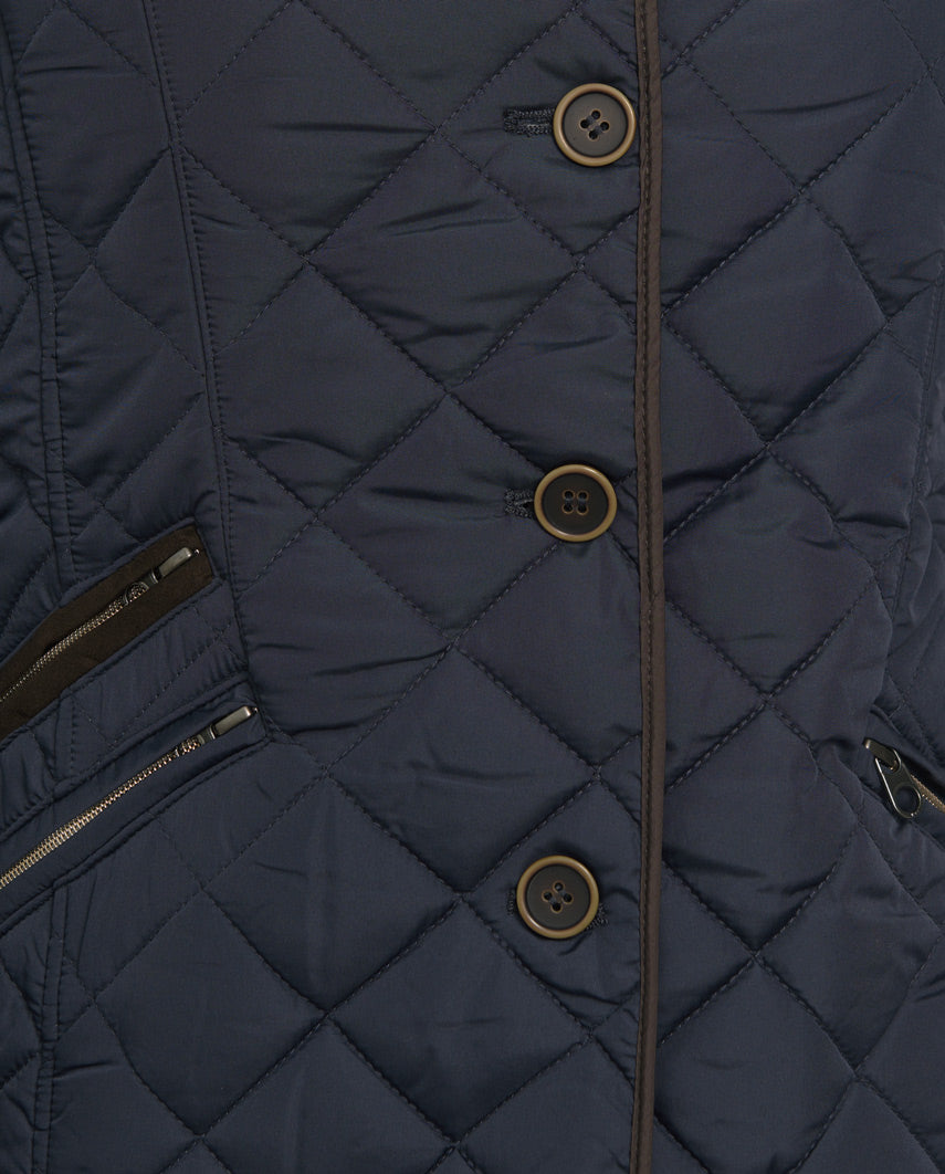 Quilted coat ''Gabby'' with tweed trim in navy