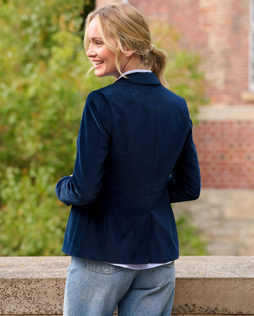 Dames fluwelen blazer "Ami" in marineblauw