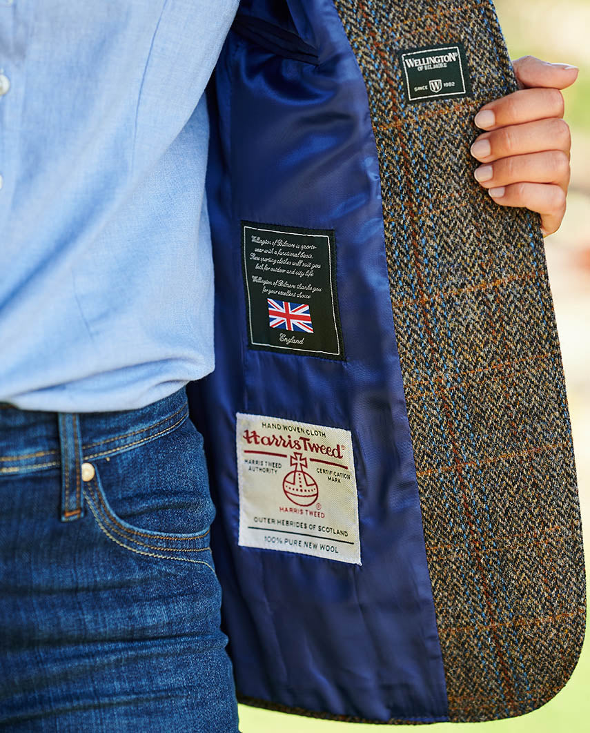 Harris Tweed Blazer ''Carola'' in green-blue-herringbone