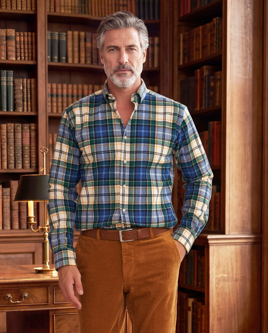 Herenoverhemd "Steward" met button-down kraag – flanel check