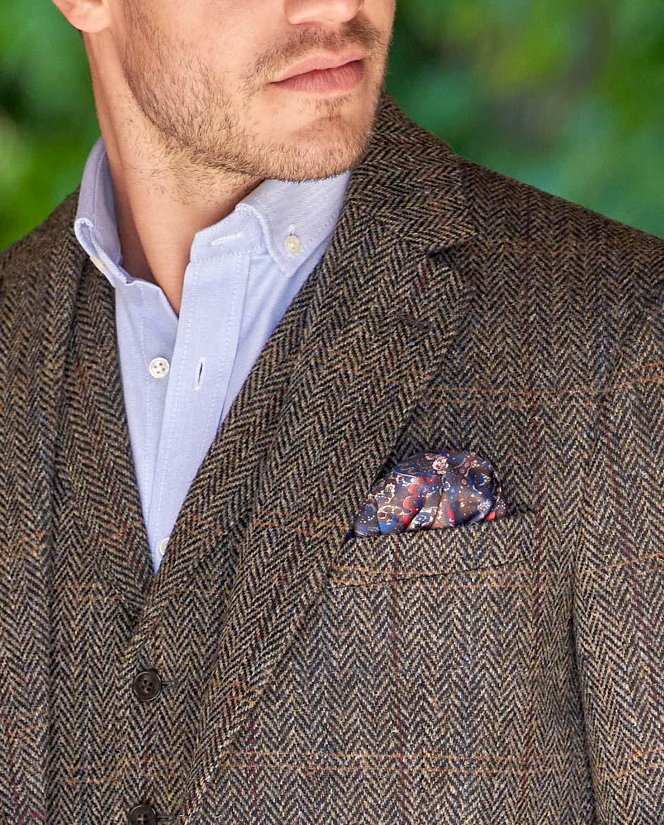 Harris Tweed colbert "London" in highland green herringbone