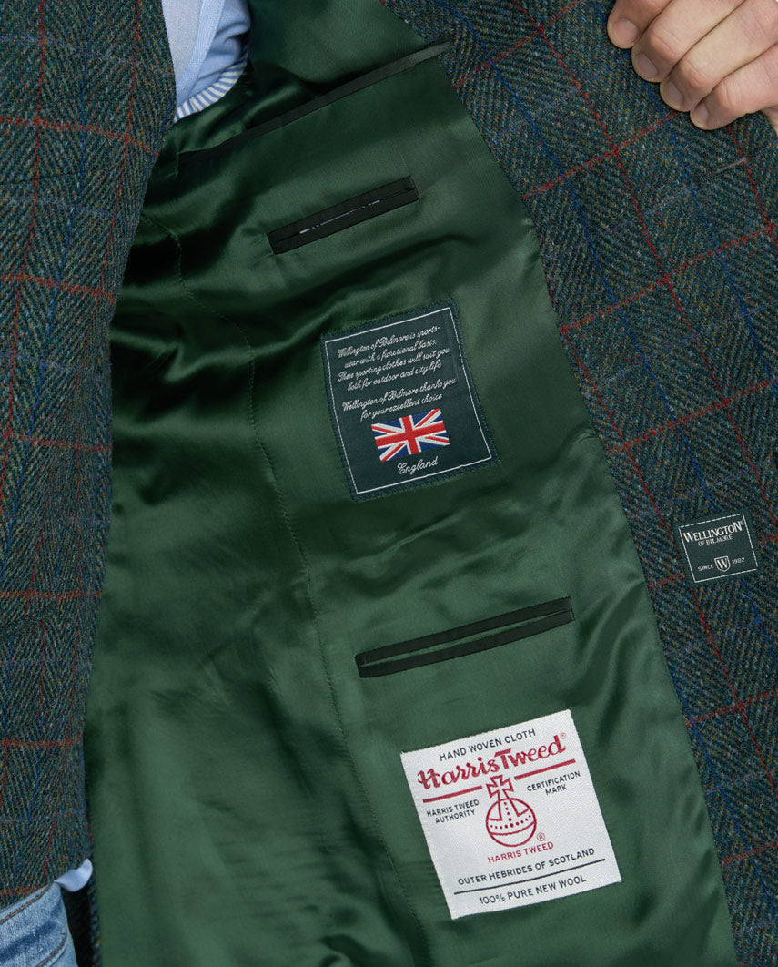 Harris Tweed colbert "London" in royal green tweed