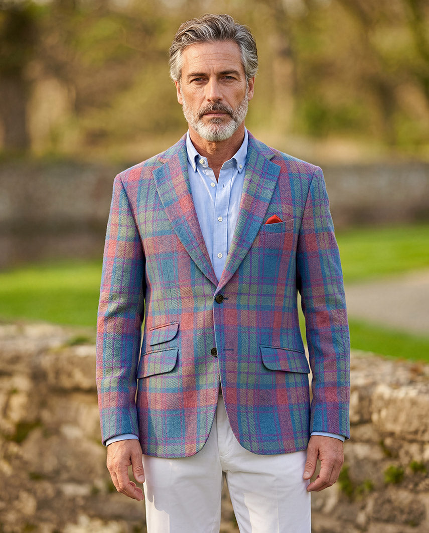 Harris Tweed colbert "London" in cornflower check