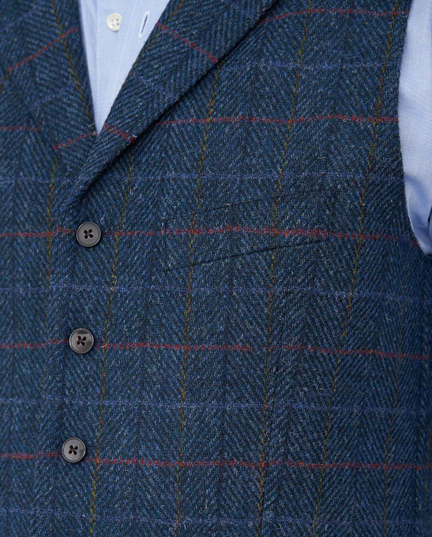Harris Tweed Weste "Wales" in royal navy tweed