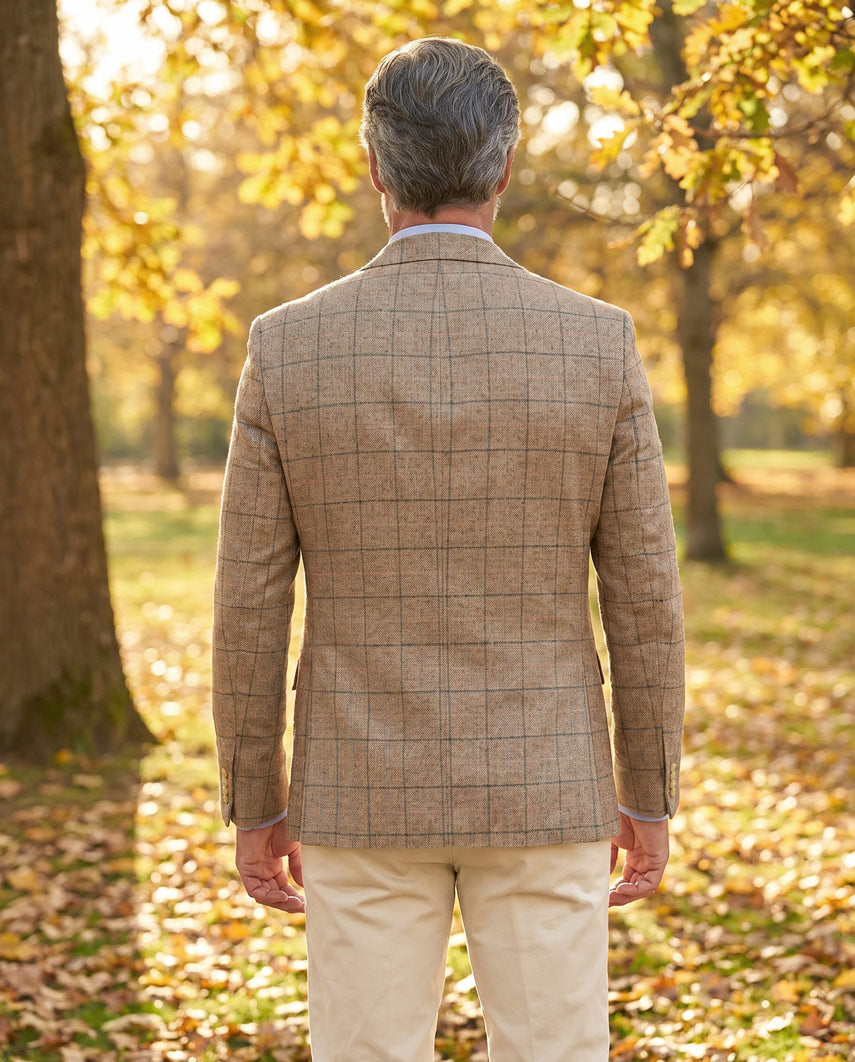 Sommersakko ''London SO'' aus Seide in sand multicolor check