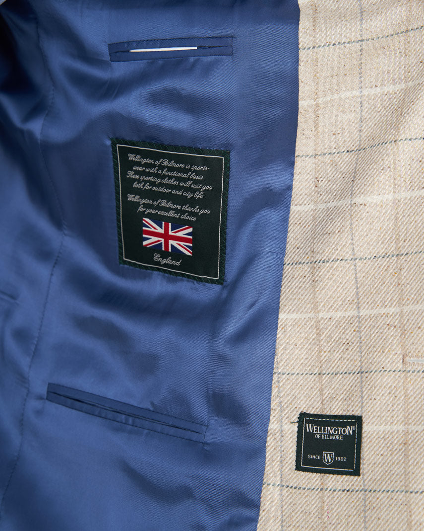 Summer jacket "London SO" made of silk in light cream check