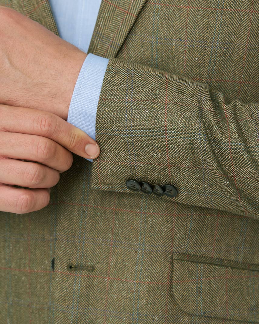 Summer blazer "London" in silk with red and blue overcheck