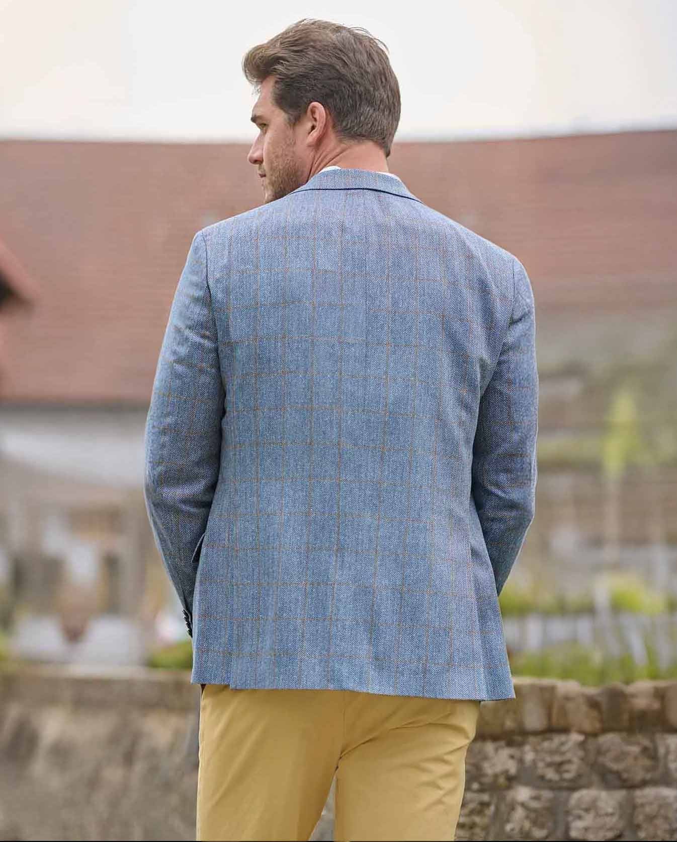 Sommersakko ,,London'' aus Seide in light blue check