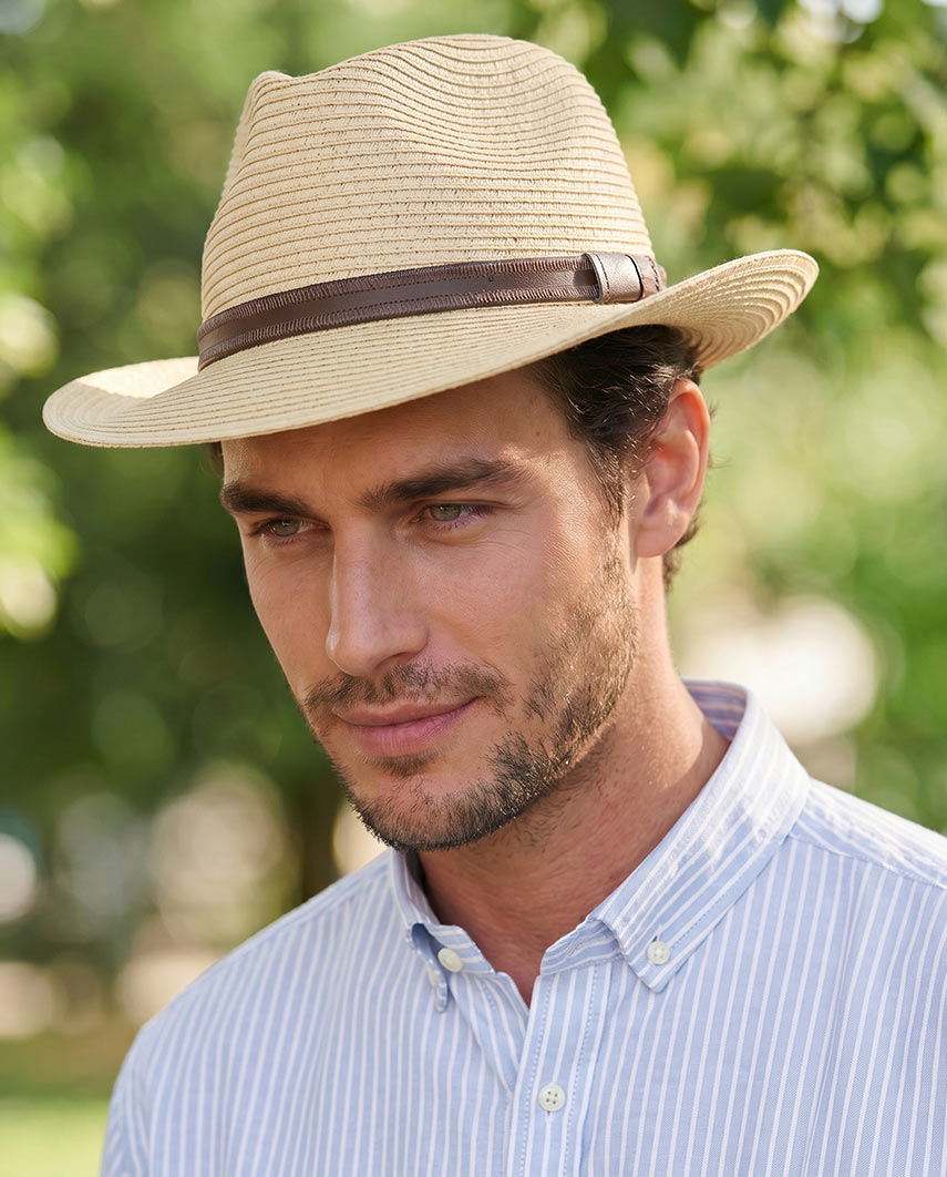Jim's Travel Hat aus Papierstroh – Knautschbarer Herrenhut mit UV-Schutz 50+