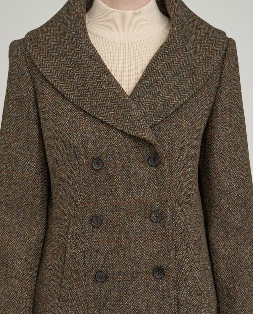 Pea coat "Kathy" van Harris Tweed in evergreen - Wellington of Bilmore