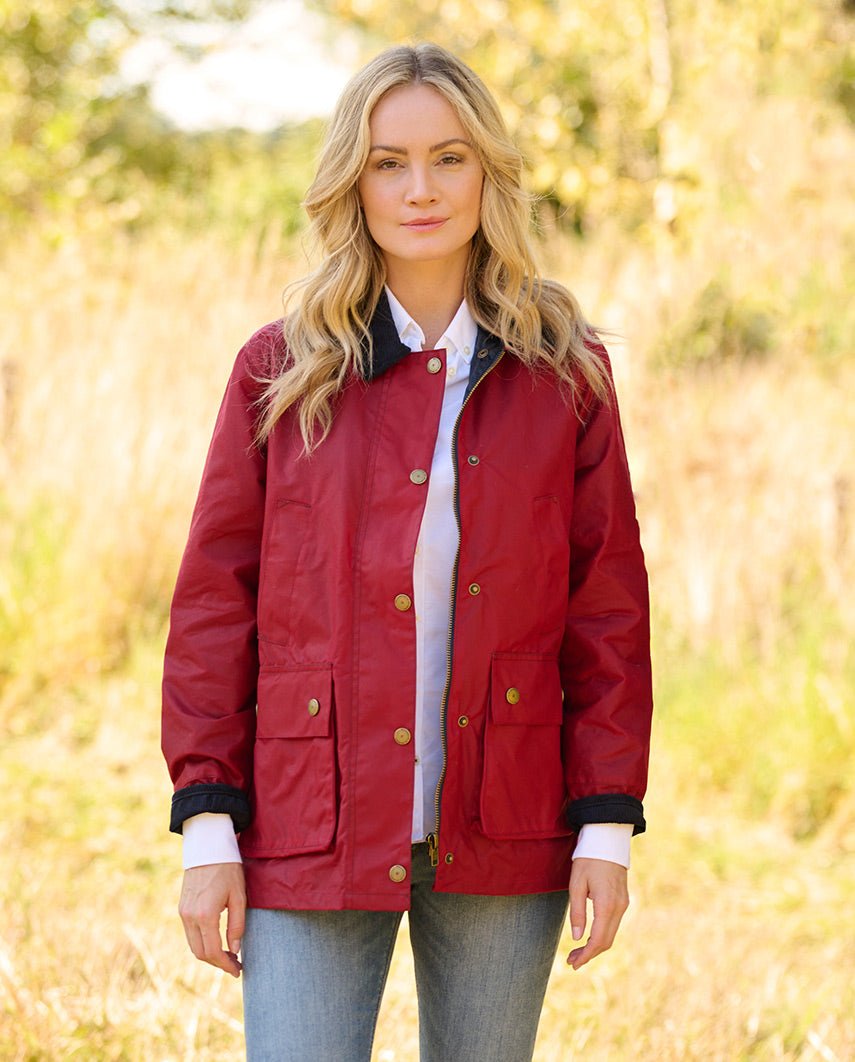 Dames waxjas "Queensberg" in red - Wellington of Bilmore