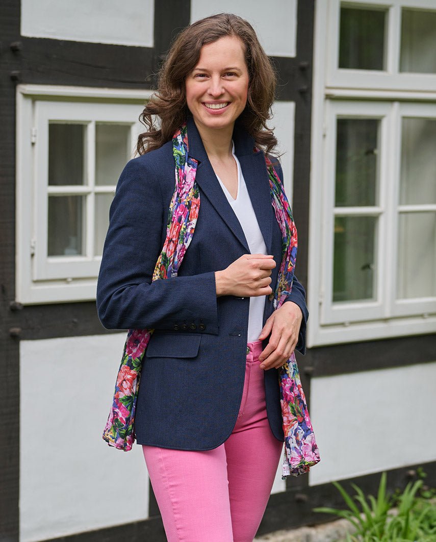Elegante dames linnen blazer "Carola" in navy - Wellington of Bilmore