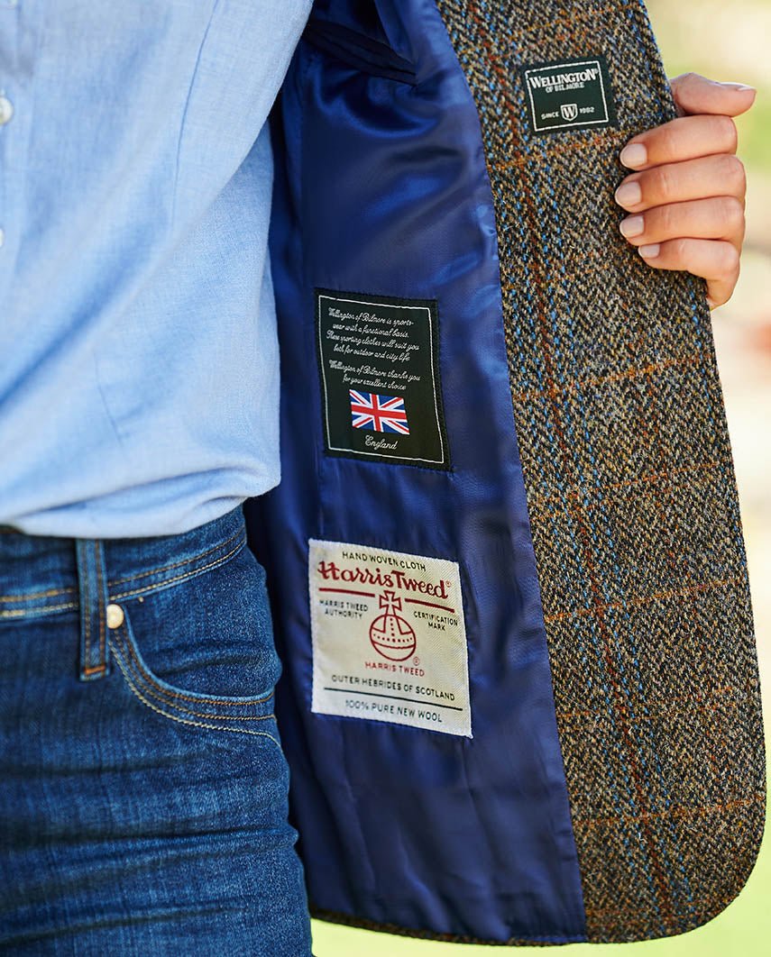 Harris Tweed Blazer ''Carola'' in green-blue-Herringbone - Wellington of Bilmore