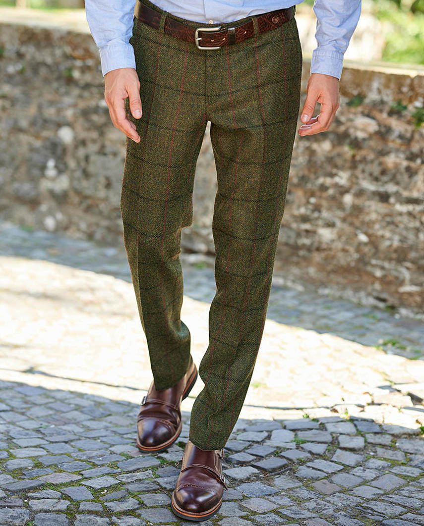 Harris Tweed Hose ''Mr. Miller " im green Overcheck - Wellington of Bilmore