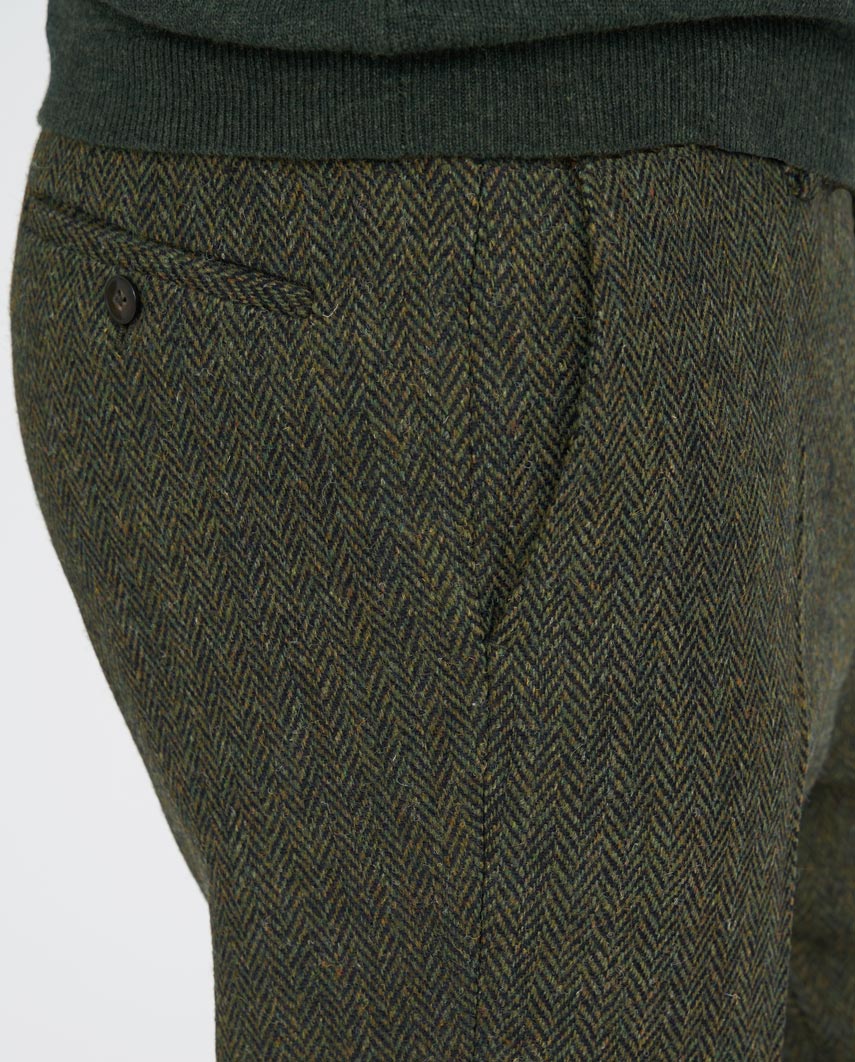 Harris Tweed broek "Mr. Miller" in green Island Herringbone - Wellington of Bilmore