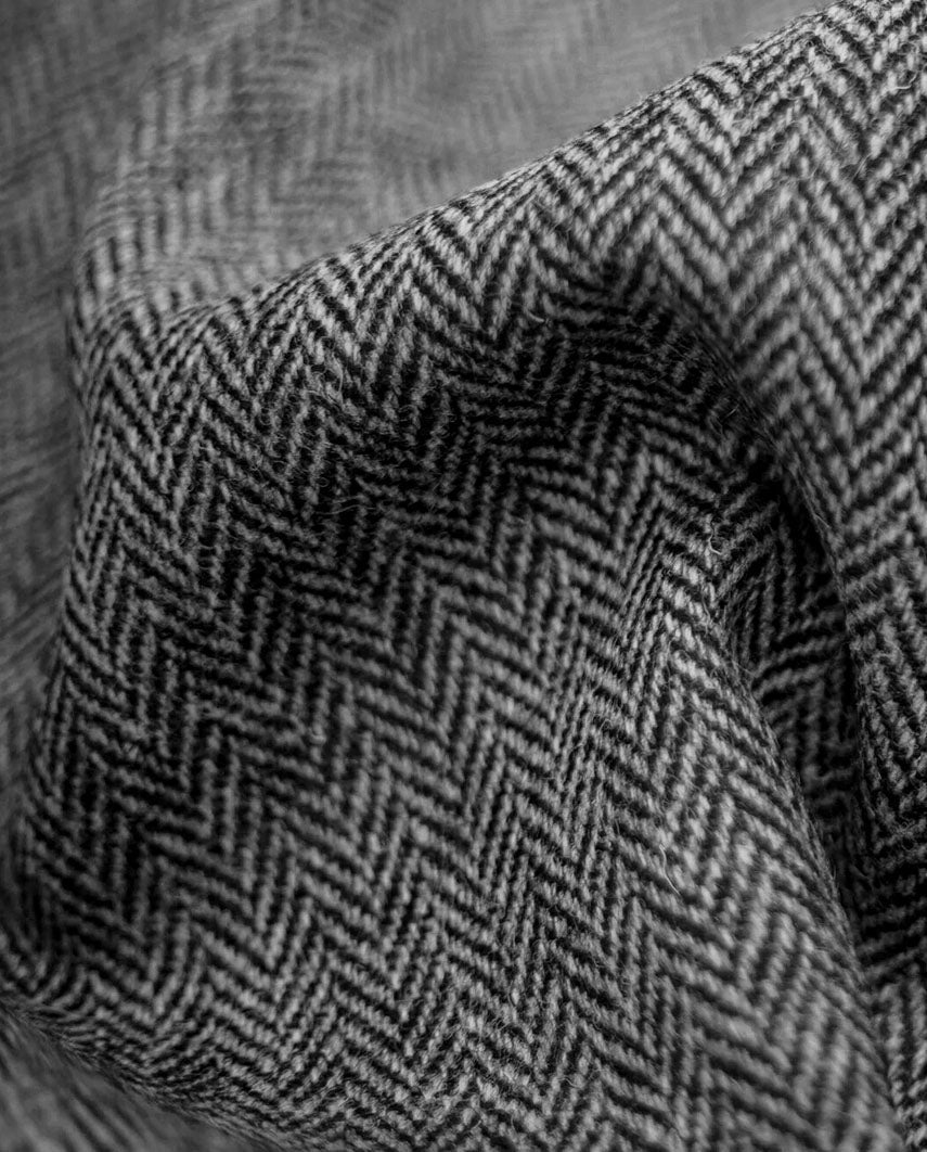 Harris Tweed Mütze "Henry Cap" in black herringbone - Wellington of Bilmore