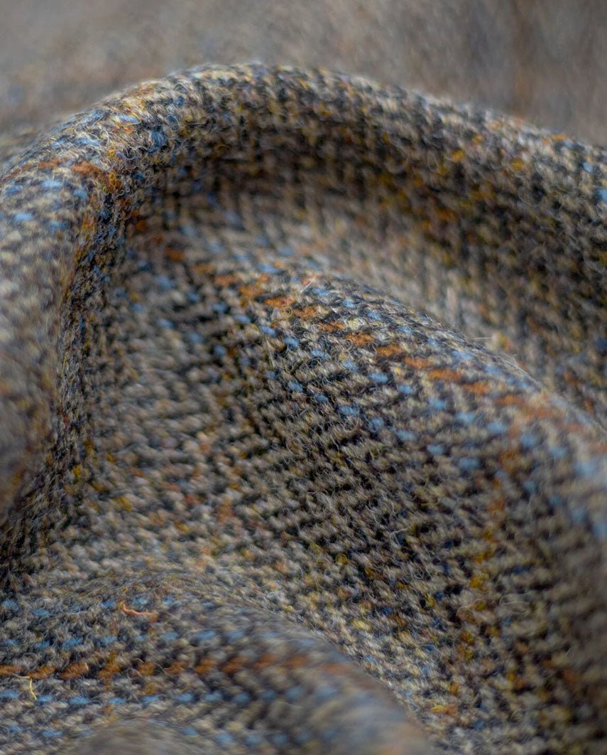 Harris Tweed Mütze "Henry Cap" in green - blue herringbone - Wellington of Bilmore