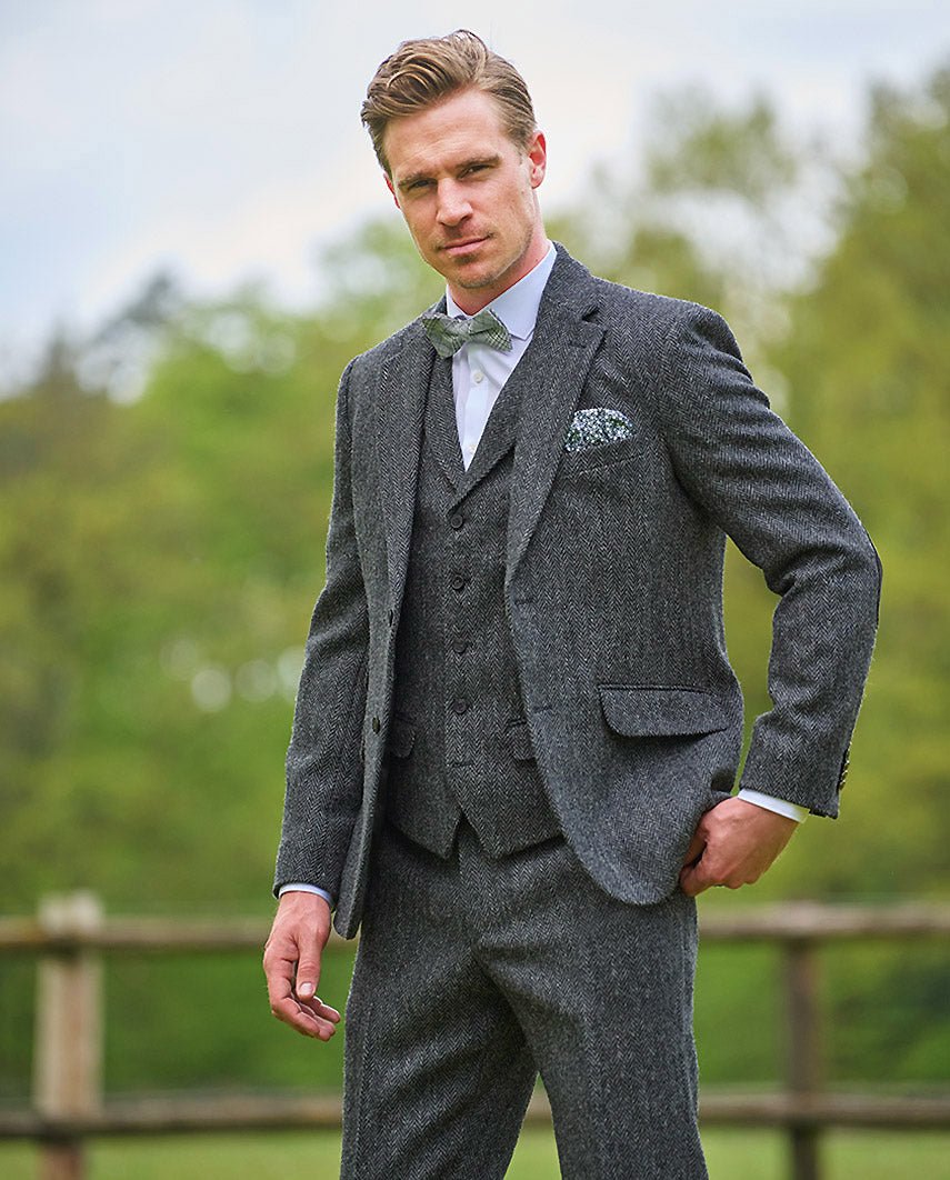 Harris Tweed Sakko ''London'' in anthra Herringbone - Wellington of Bilmore