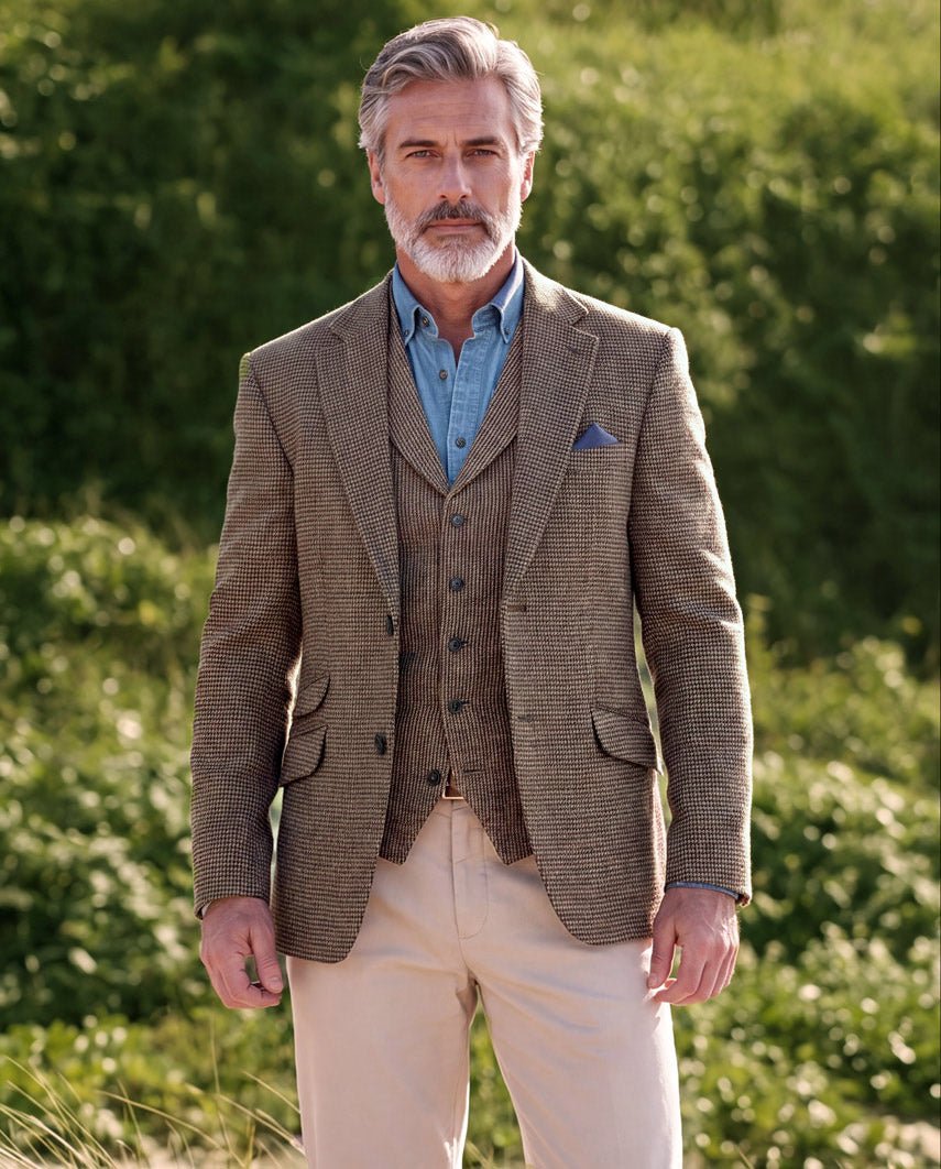 Harris Tweed Sakko ''London'' in buntem Hahnentritt - Wellington of Bilmore