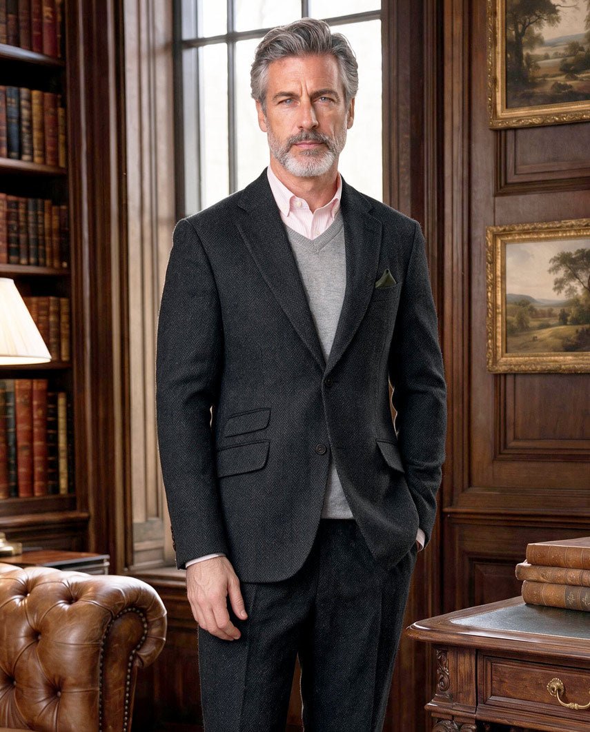 Harris Tweed colbert "London" in charcoal - Wellington of Bilmore