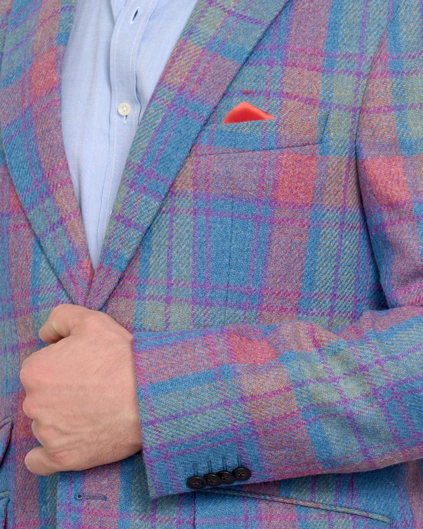 Harris Tweed Sakko ''London'' in cornflower check - Wellington of Bilmore