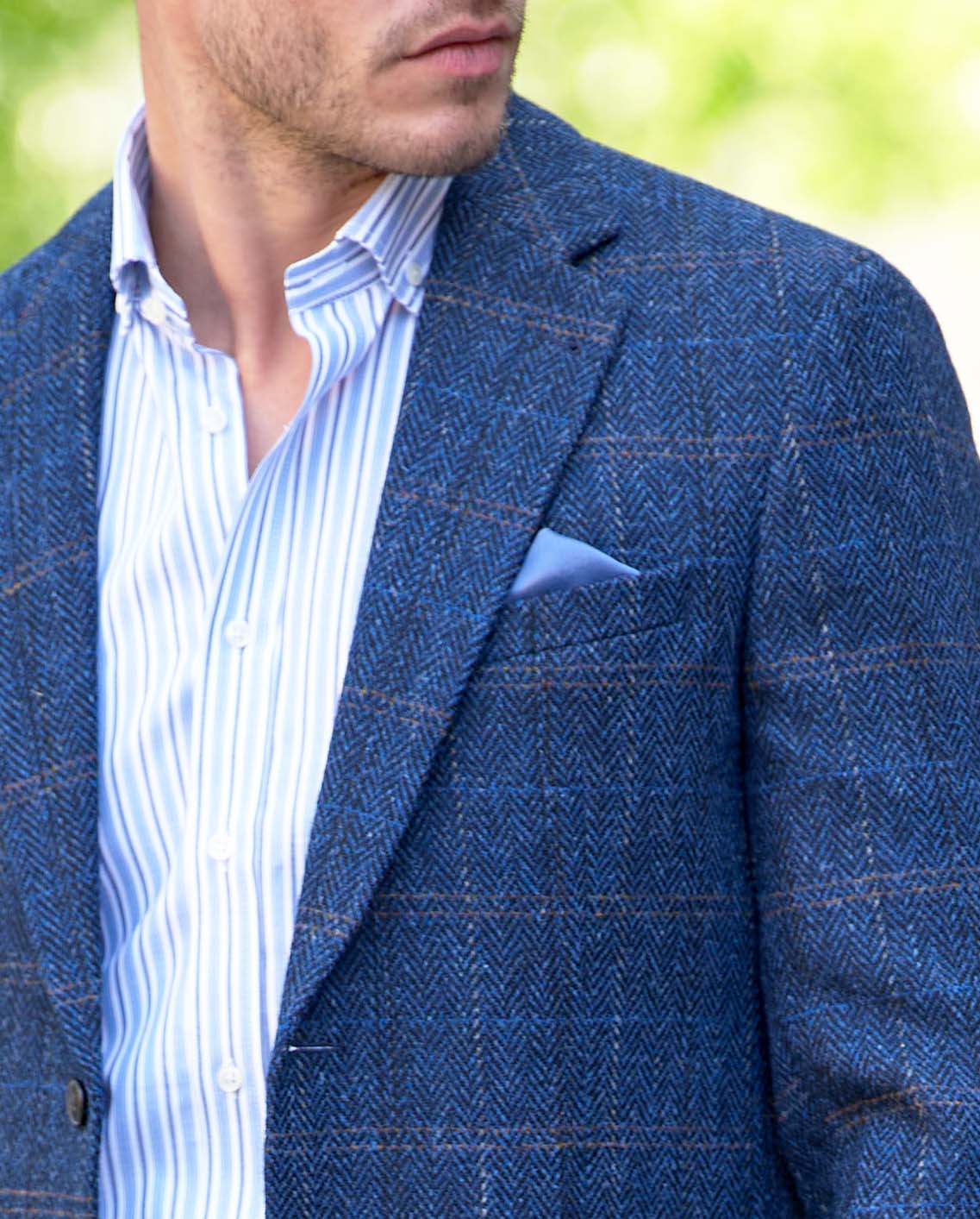 Harris Tweed Sakko ''London'' in dark - blue herringbone - Wellington of Bilmore