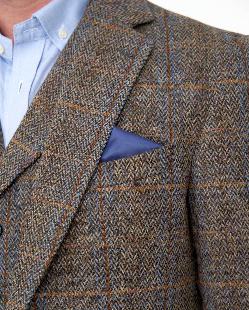 Harris Tweed colbert "London" in green-blue herringbone, productkaart