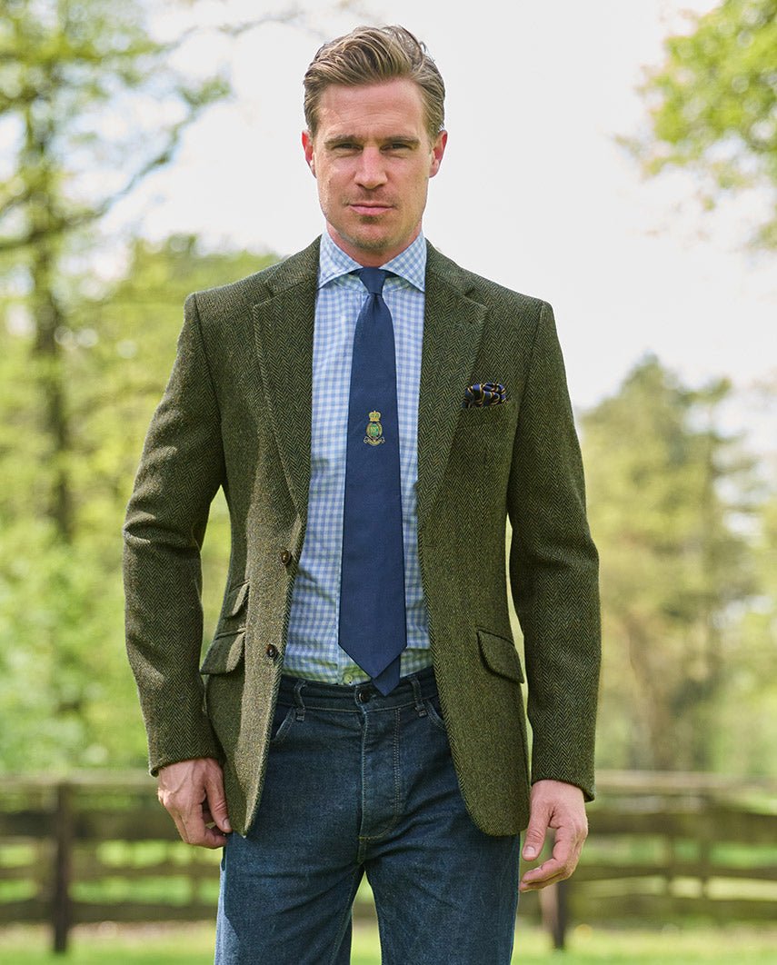 Harris Tweed colbert "London" in green Island Herringbone - Wellington of Bilmore