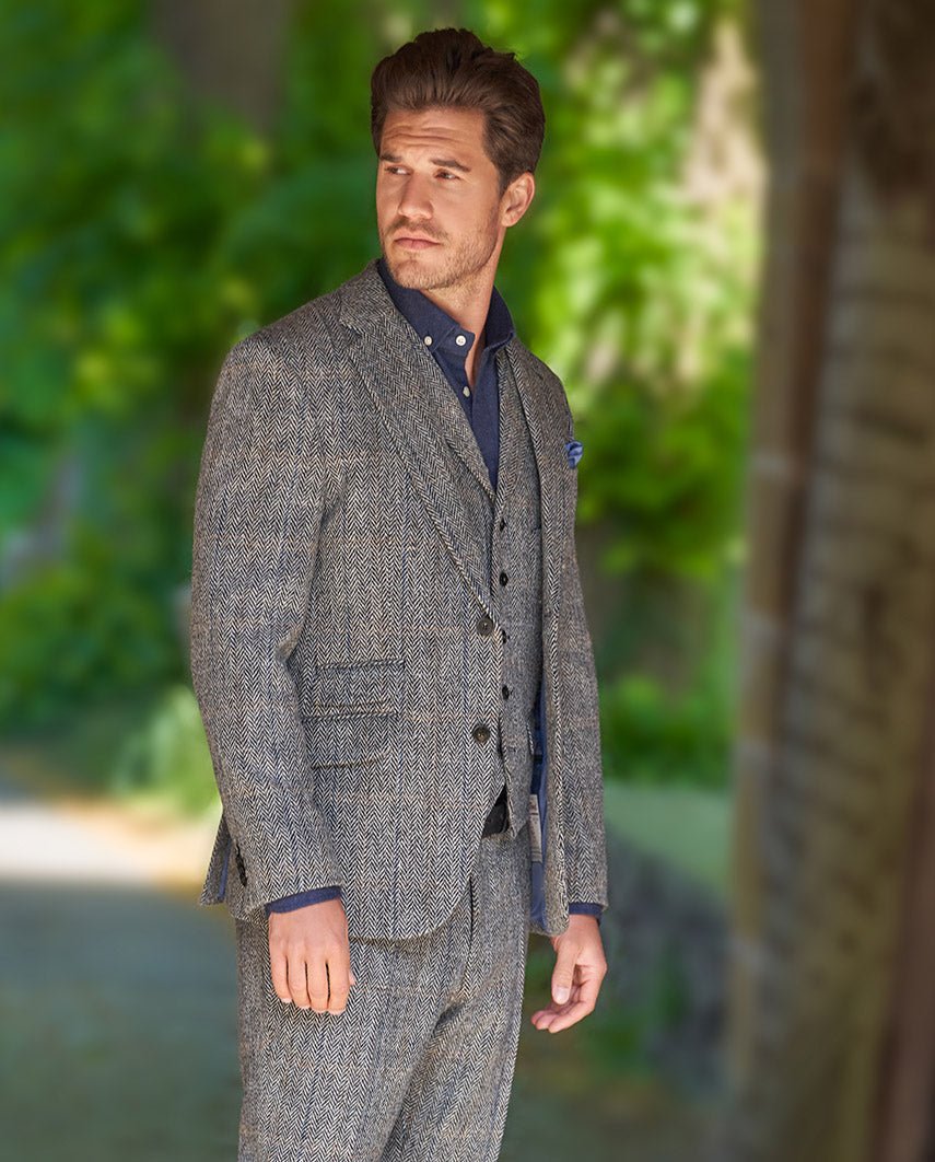 Harris Tweed Sakko ''London'' in grey Herringbone - Wellington of Bilmore