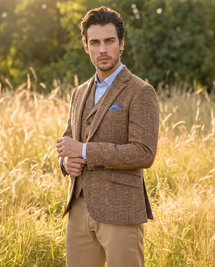 Harris Tweed Sakko ''London'' in Herringbone Check - Wellington of Bilmore