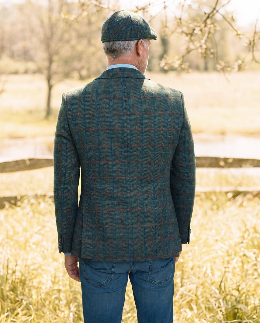Harris Tweed colbert "London" in royal green tweed - Wellington of Bilmore