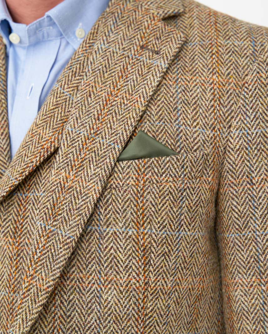 Harris Tweed colbert "London" in sand herringbone - Wellington of Bilmore