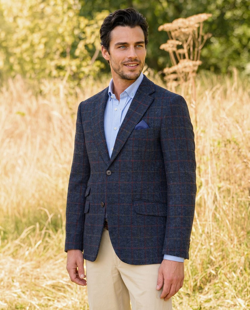 Harris Tweed colbert "London" in scottish blue - Wellington of Bilmore