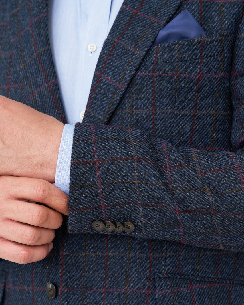 Harris Tweed colbert "London" in scottish blue - Wellington of Bilmore