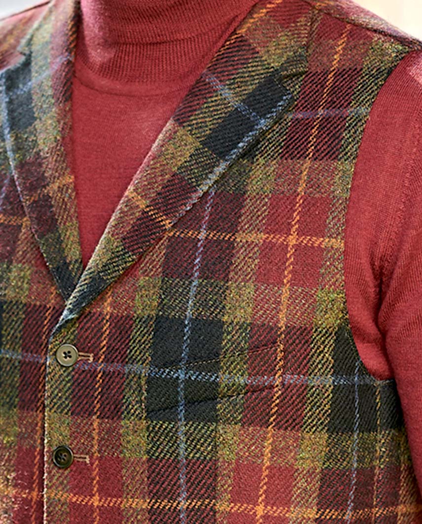 Harris Tweed Weste "Wales" in "Check of Island" - Wellington of Bilmore
