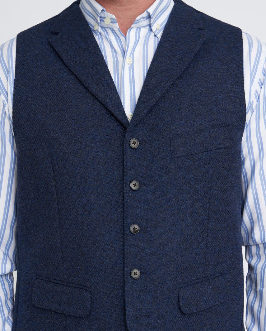 Harris Tweed gilet "Wales" in ink blue - Wellington of Bilmore