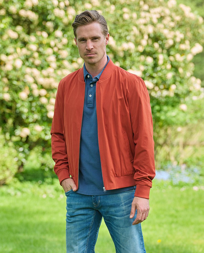 Herenblouson "English Lumber" met fluweelzachte touch in burnt orange - Wellington of Bilmore