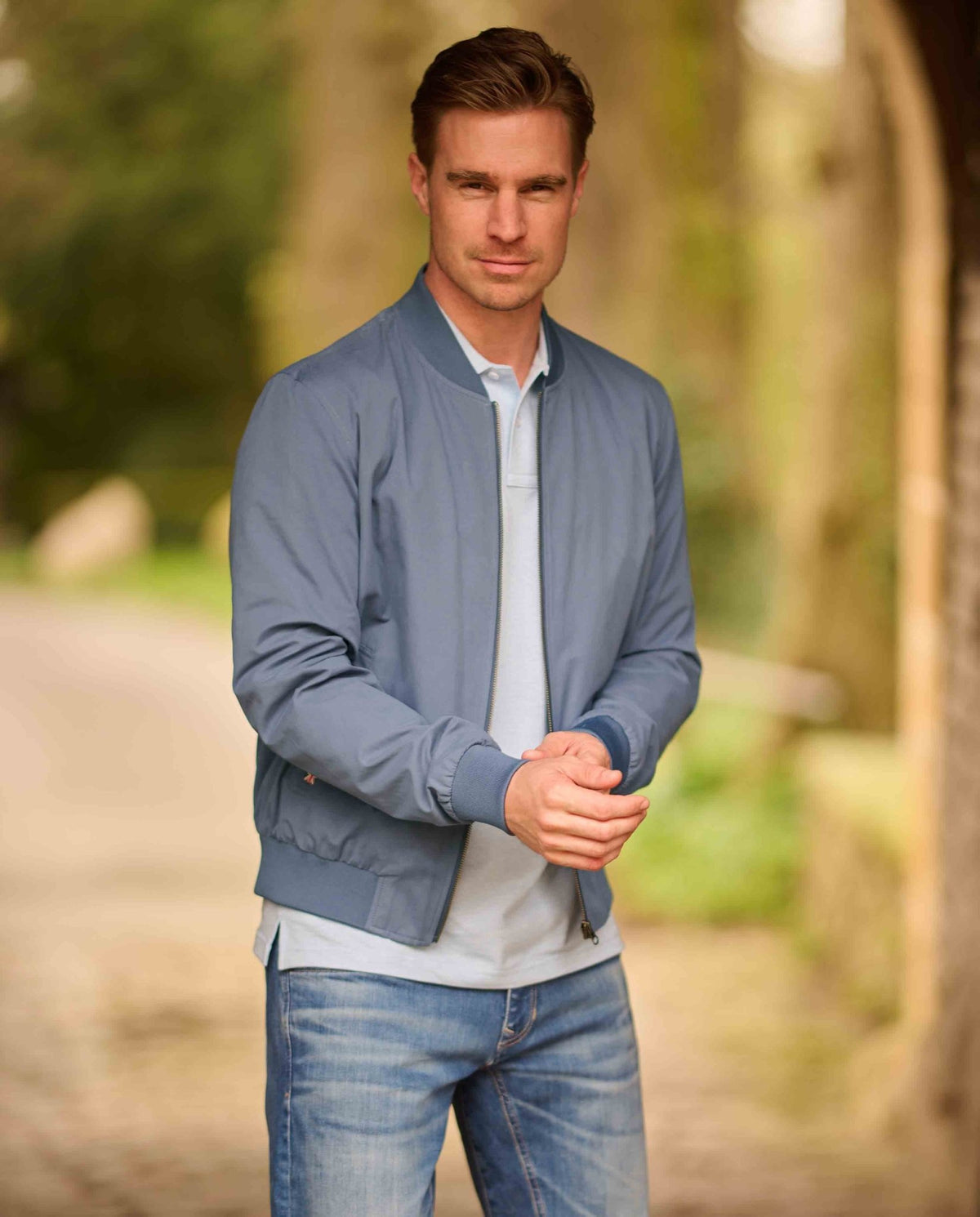 Herenblouson "English Lumber" met fluweelzachte touch in moonlight blue - Wellington of Bilmore