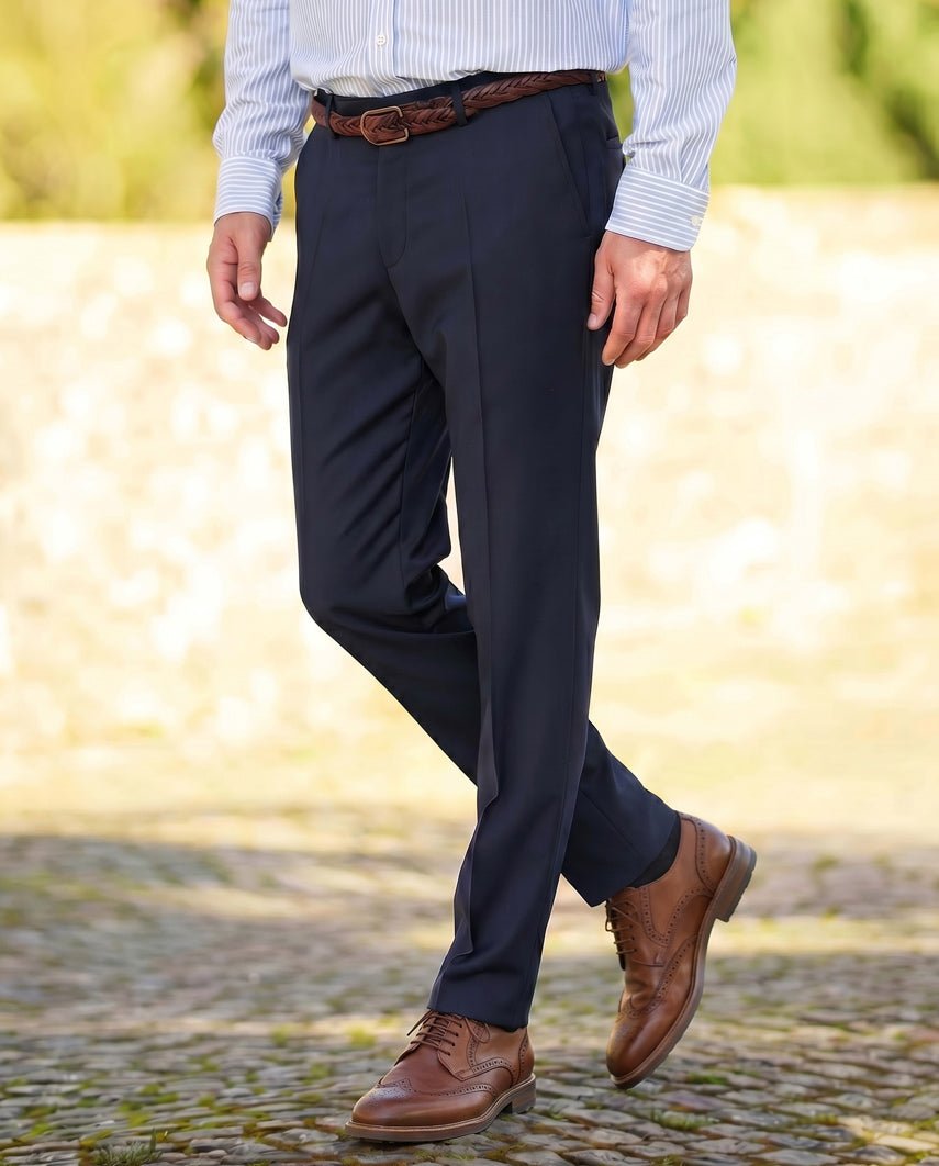 Herren-Chino ,,Mr. Miller MF Suit'' in navy aus feiner Super-100’s-Schurwolle - Wellington of Bilmore