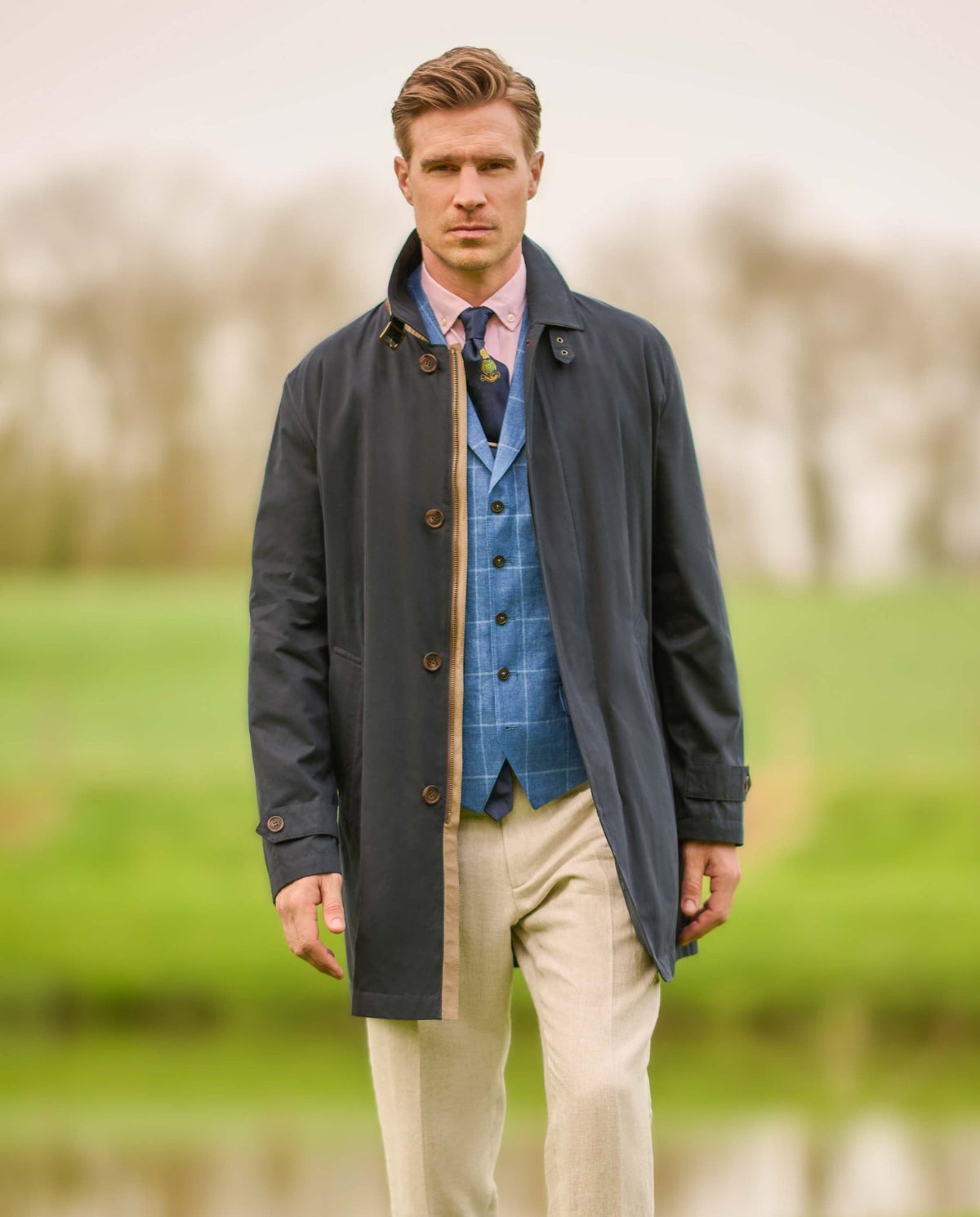 Korte herenjas "Stirling" in navy - Wellington of Bilmore