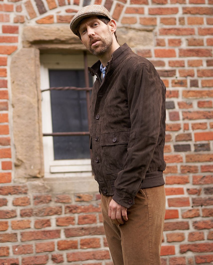 Heren leren blouson "Winner" in bruin - Wellington of Bilmore