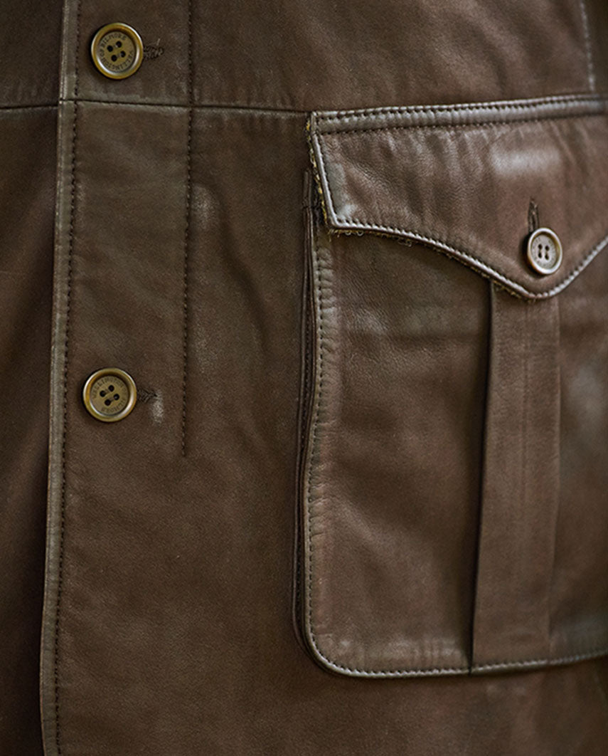 Herren Lederjacke ''Belfast'' in dark brown aus feinstem Lamm Nubukleder - Wellington of Bilmore