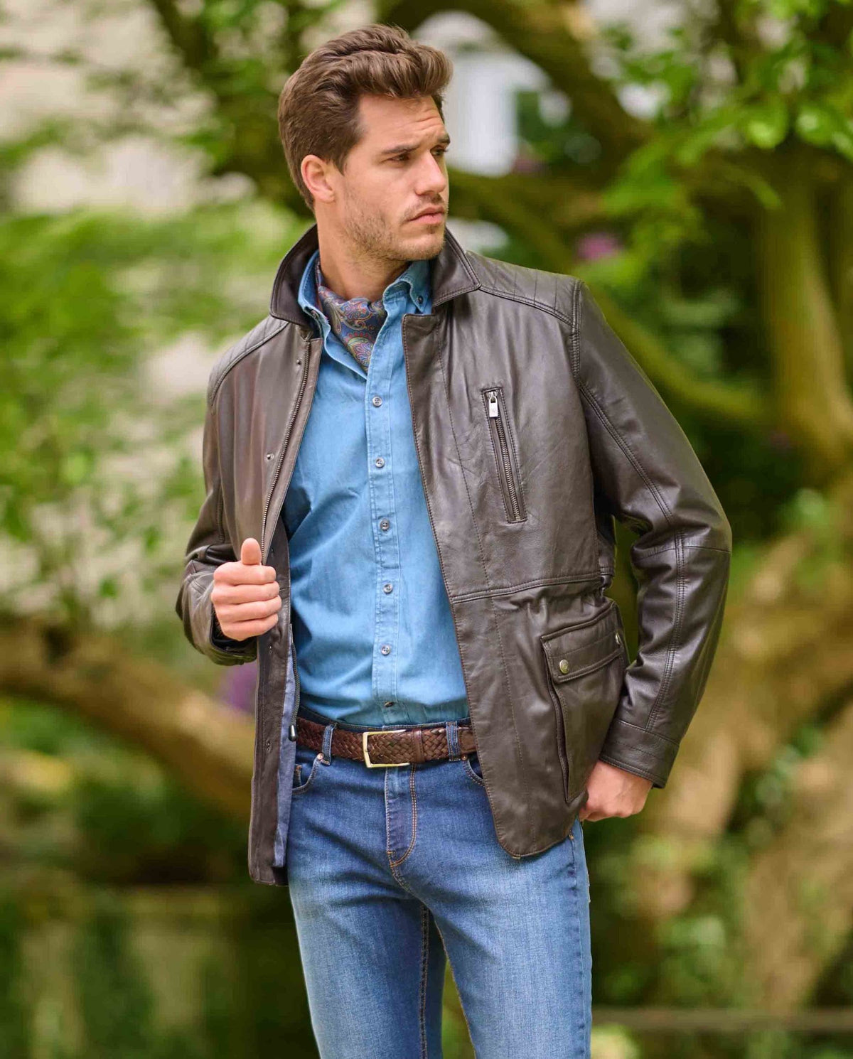 Leren herenjas "Seattle" van lamsnappa in dark brown - Wellington of Bilmore