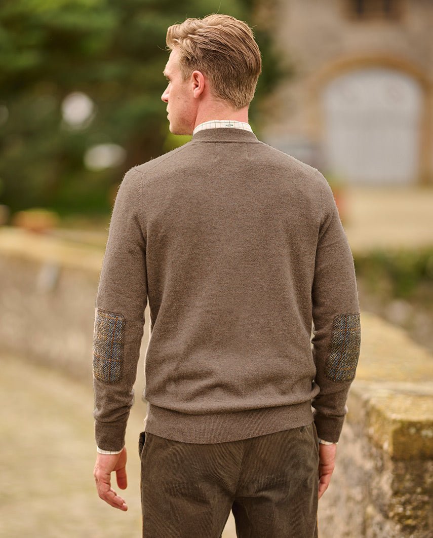 Heren merino vest "The Cardigan" in nutmeg - Wellington of Bilmore