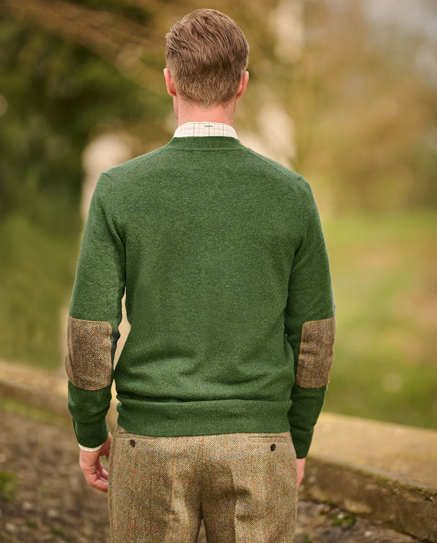 Herren Merino-Strickjacke ''The Cardigan'' in racing green - Wellington of Bilmore