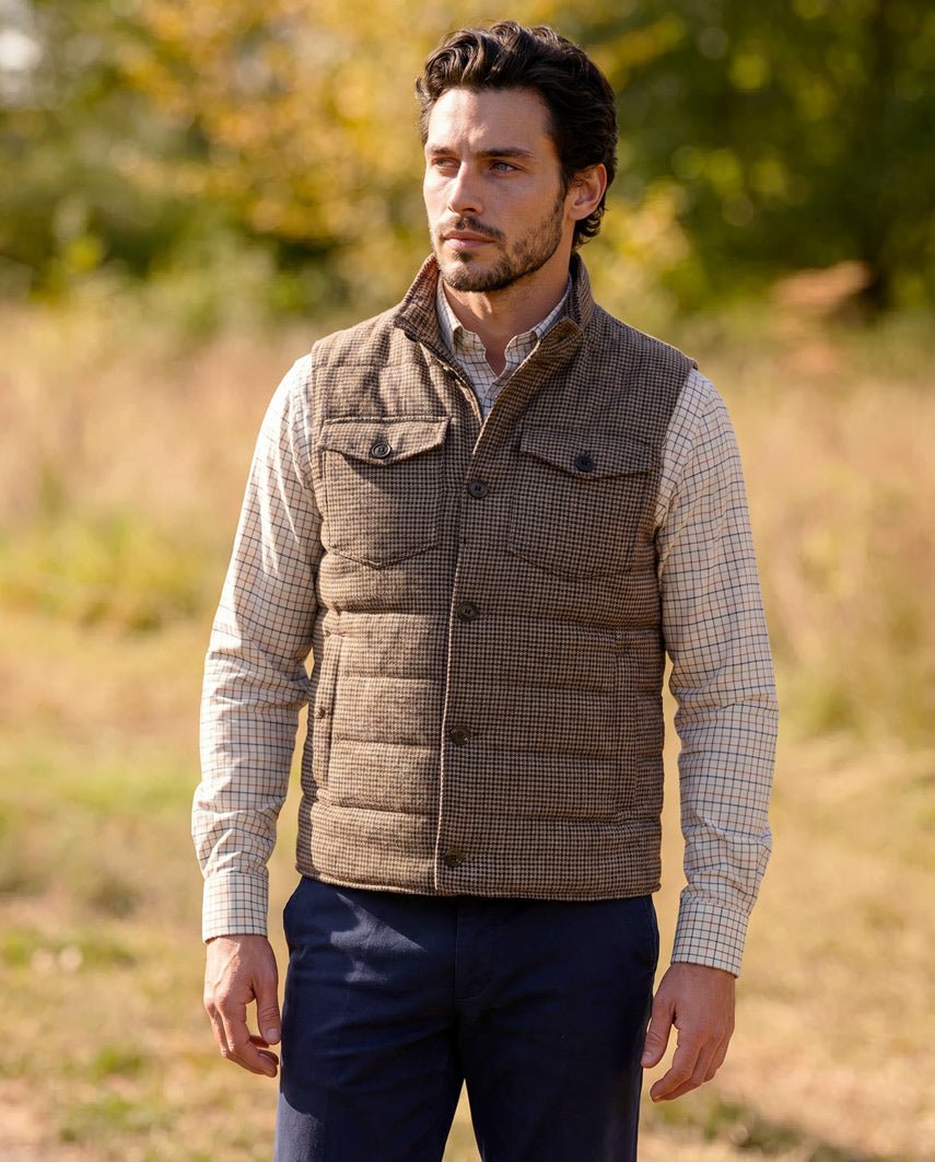 Herren Steppweste ,,Miltown Vest'' im braunen Hahnentritt - Wellington of Bilmore