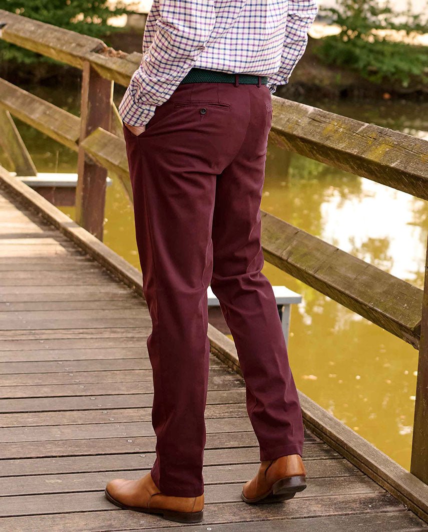 Heren winterchino "Mr. Jones" in rood – premium pimakatoen - Wellington of Bilmore