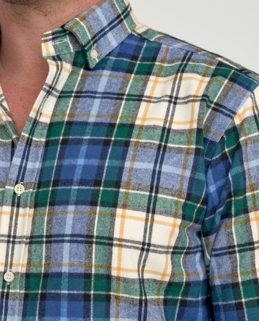 Herenoverhemd "Steward" met button-down kraag – flanell check - Wellington of Bilmore