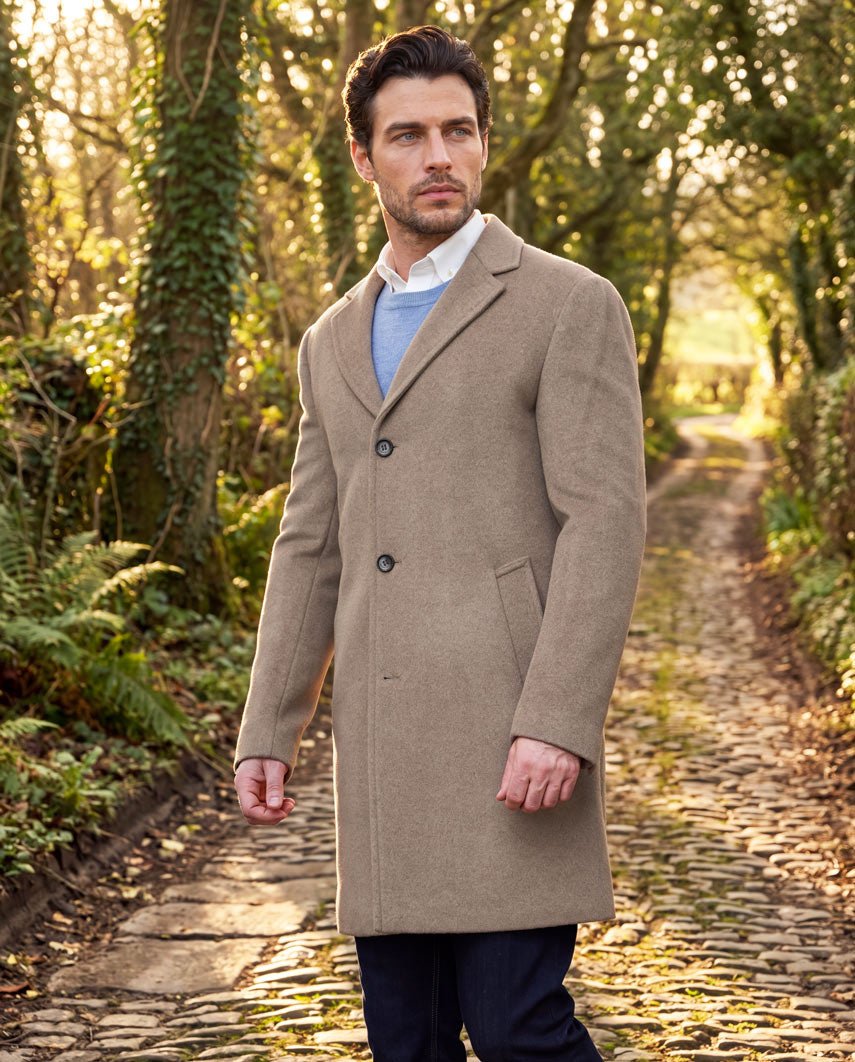 Herrenmantel ''Howard'' in taupe aus Woll-Kaschmirmix - Wellington of Bilmore